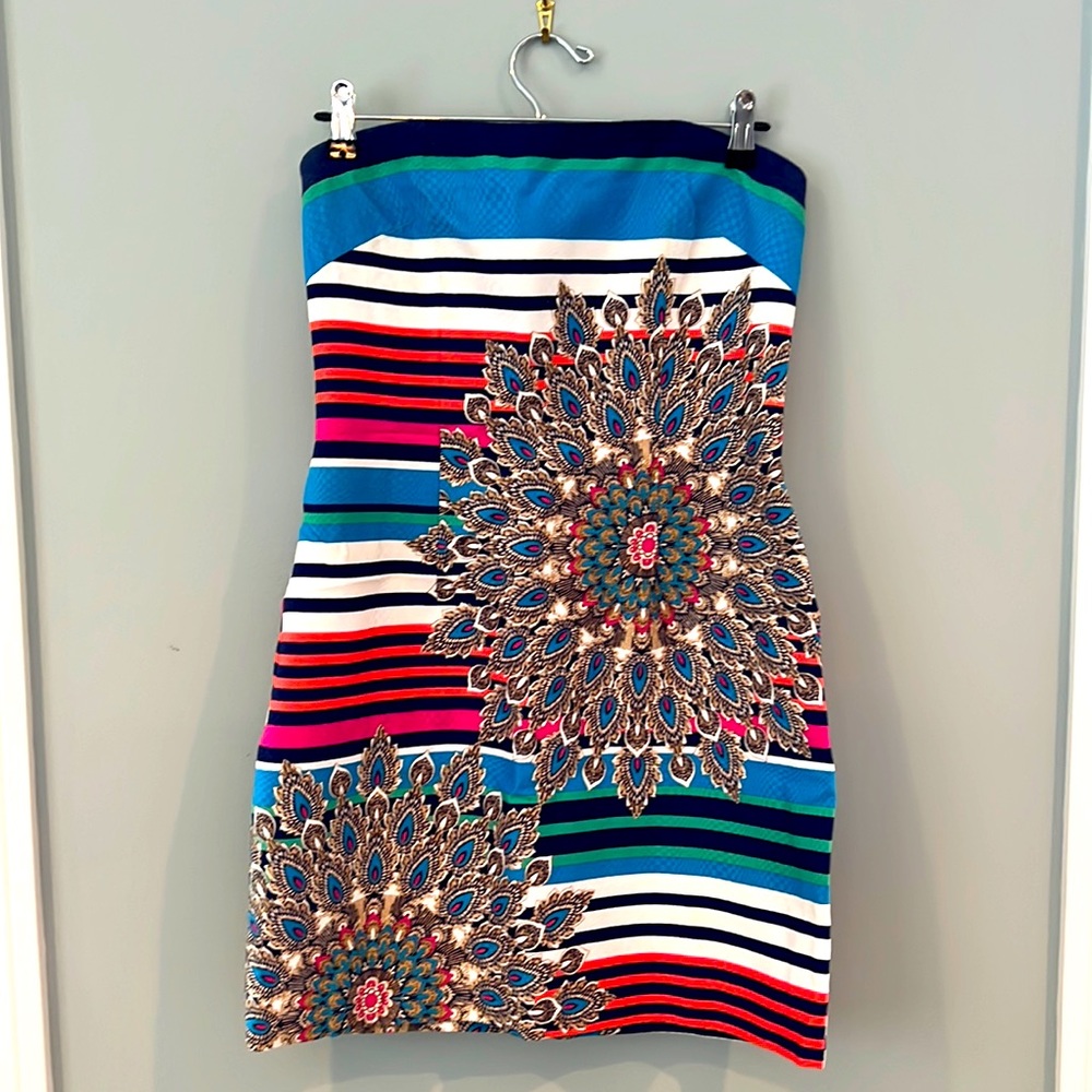 Laundry by Shelli Segal Striped Peacock Dress